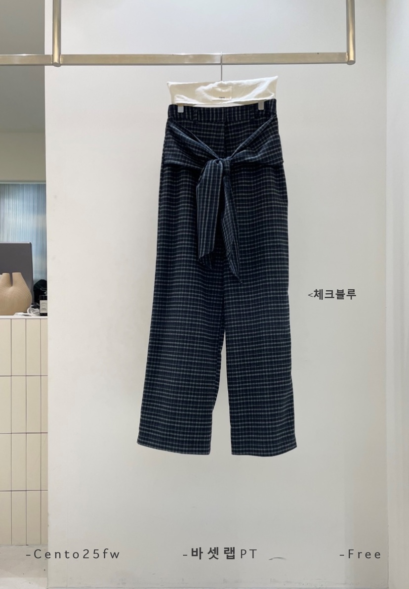 CENTO韓國直郵㊣女裝新品時尚人氣職業25秋冬休閑推薦休閑褲CENTO休閑褲圖色2藍格子