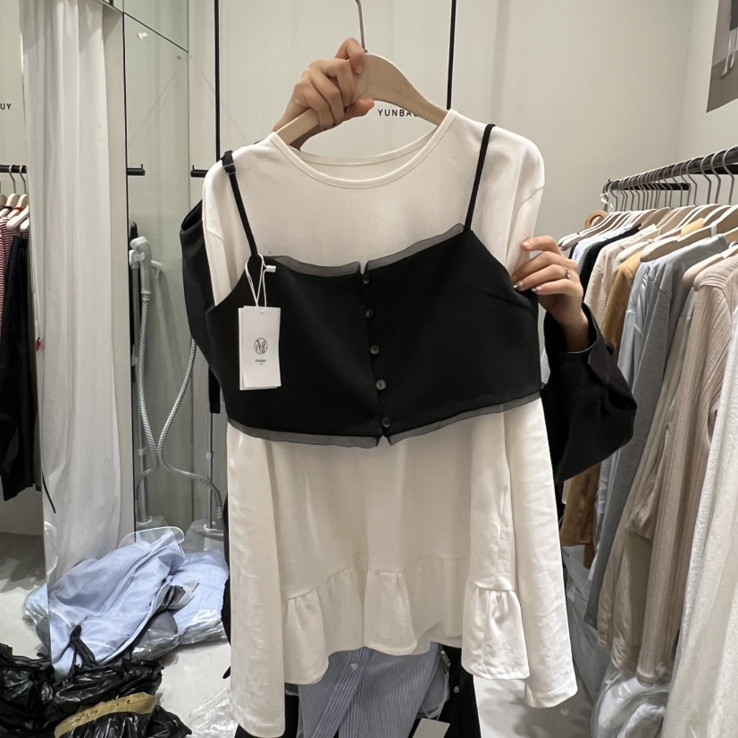 YUNBAL東大門㊣直郵女士新款時尚職業吊帶背心不含內搭歐根紗YUNBAL吊帶/背心圖色1