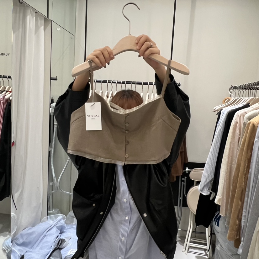 YUNBAL東大門㊣直郵女士新款時尚職業吊帶背心不含內搭歐根紗YUNBAL吊帶/背心圖色2