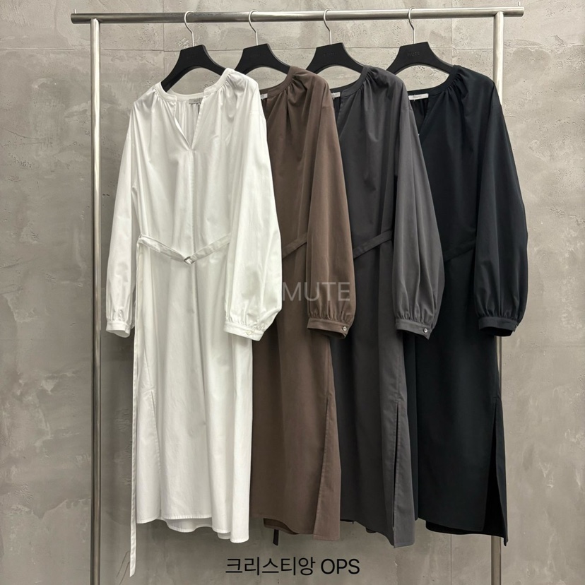 MUTE-P韓國直郵㊣女士新品25秋冬推薦真品職業連衣裙含腰繩MUTE連衣裙