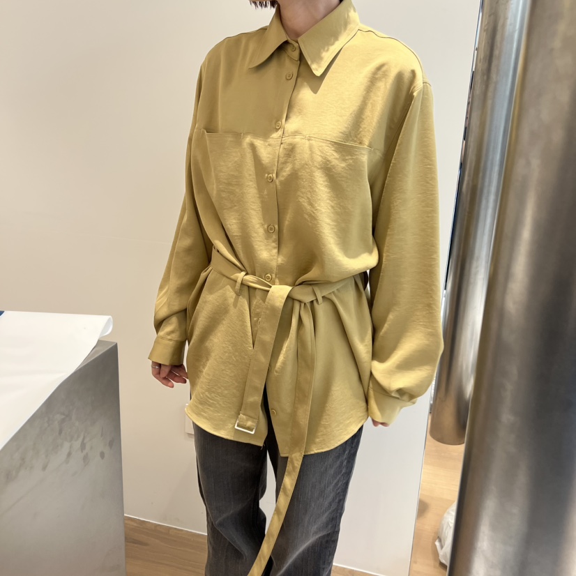 THERE東大門㊣實拍女士新款推薦人氣真品休閑襯衫蕾絲衫含腰繩THERE襯衫/蕾絲衫圖色1
