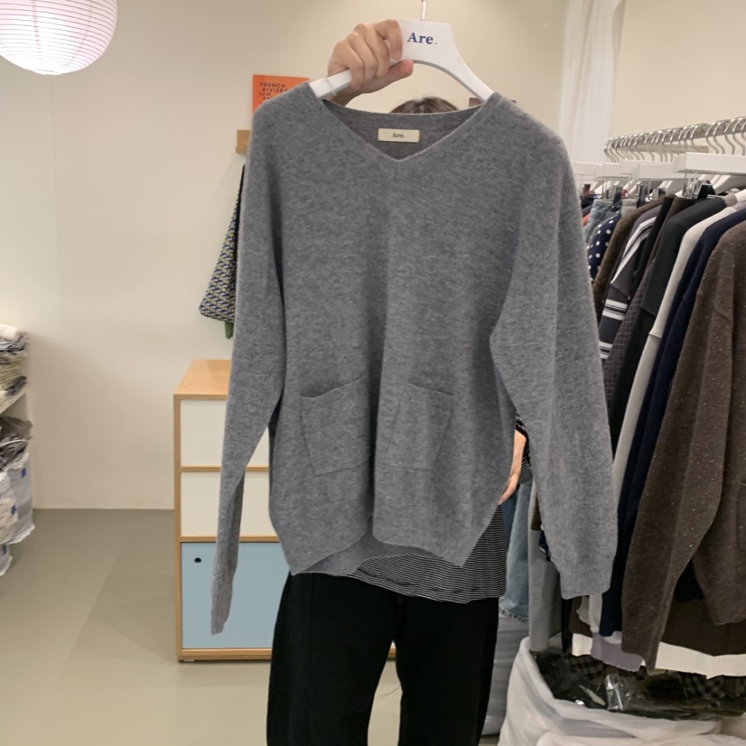 ARE韓國代購㊣女士新品真品熱賣職業25秋冬時尚針織衫羊毛口袋ARE YOU/ARE針織衫圖色3