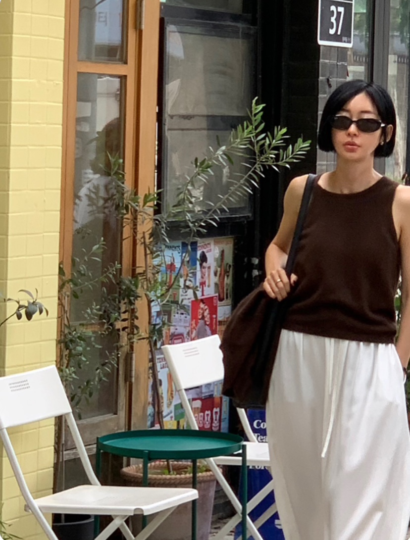 A Flan東大門㊣代購女士新款熱賣推薦職業時尚吊帶背心浣熊AFN EDITION吊帶/背心