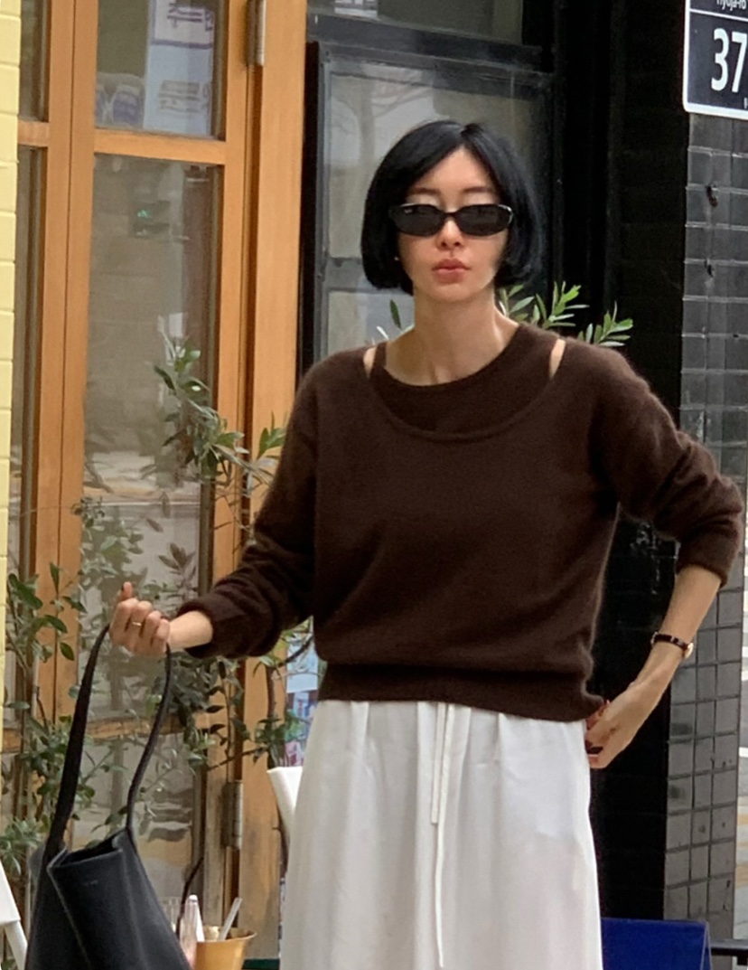 A Flan東大門㊣代購女裝新品真品休閑時尚人氣職業針織衫浣熊AFN EDITION針織衫