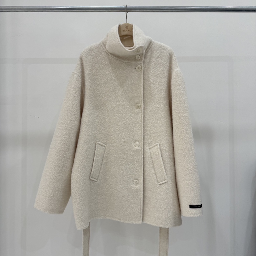 BLANC-A韓國直郵㊣女士新品25秋冬休閑推薦中長款大衣含腰帶BLANC-A中長款大衣