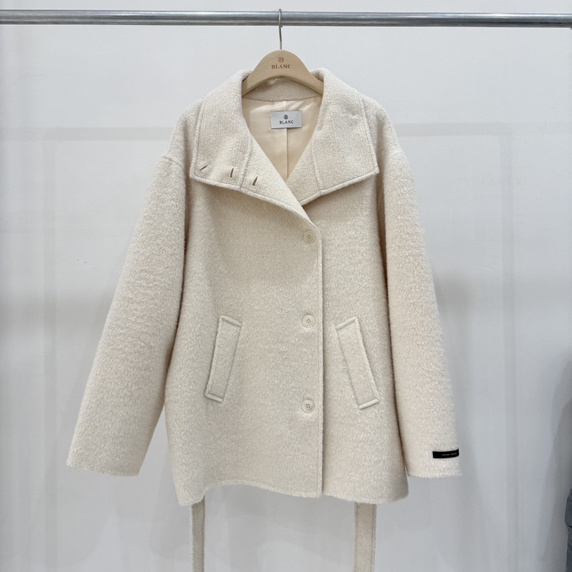 BLANC-A韓國直郵㊣女士新品25秋冬休閑推薦中長款大衣含腰帶BLANC-A中長款大衣圖色1