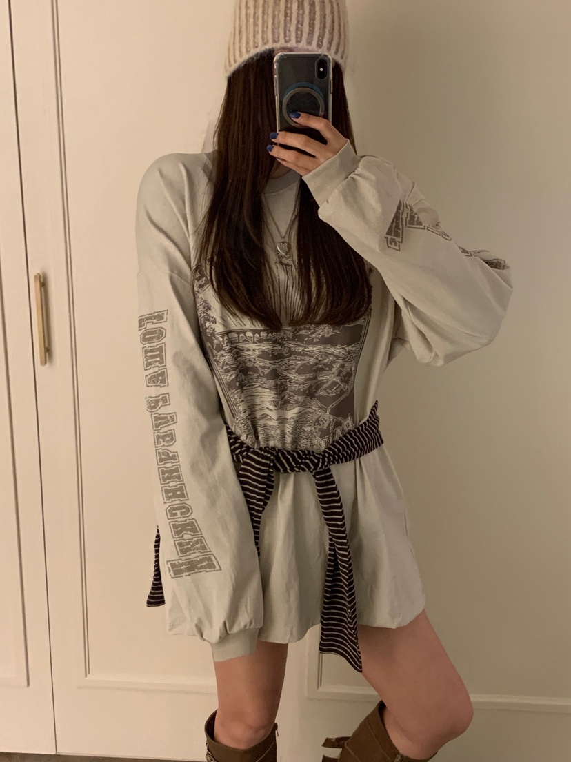 BADCALM韓國直郵㊣女士新品人氣休閑25秋冬長袖T恤不含披肩BADCALM長袖T恤