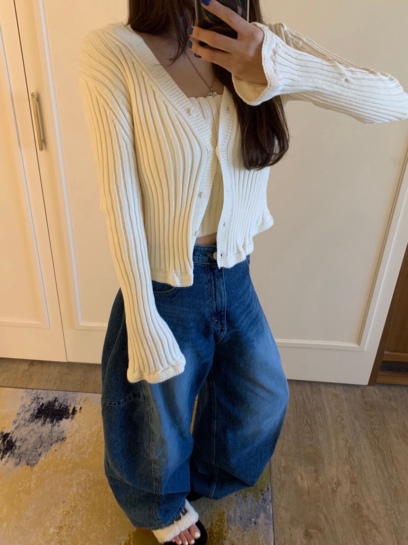 BADCALM韓國代購㊣女裝新品休閑人氣時尚25秋冬套裝荷葉邊開衫BADCALM套裝