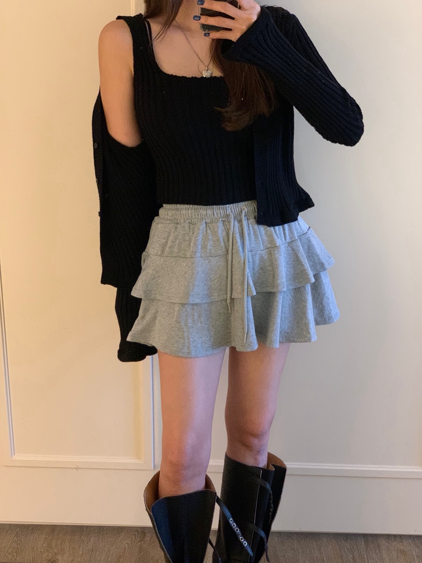 BADCALM韓國代購㊣女裝新品休閑人氣時尚25秋冬套裝荷葉邊開衫BADCALM套裝