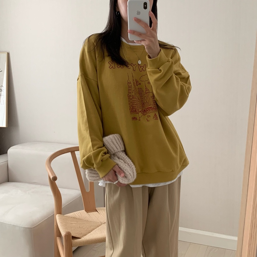 FROMJINI東大門㊣實拍女士新品25秋冬推薦休閑衛衣不含內搭FROMJINI衛衣