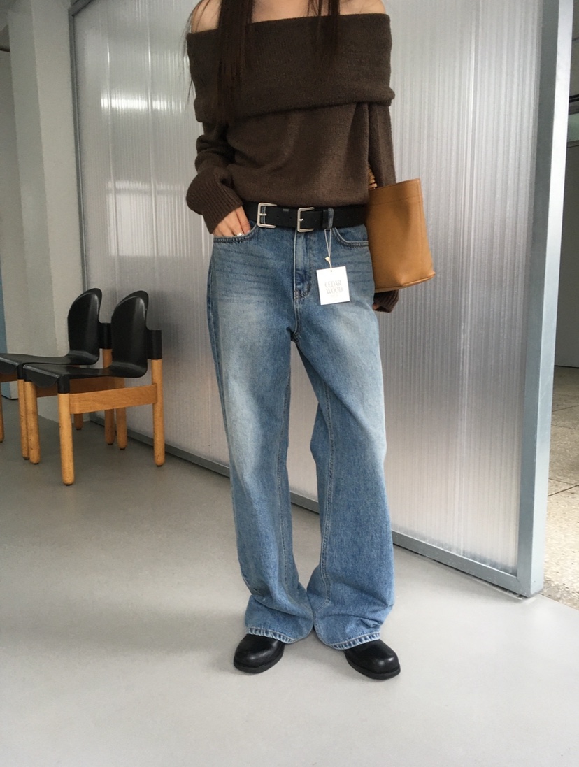 CEDARWOOD韓國代購㊣女裝新品25秋冬真品熱賣時尚休閑牛仔褲CEDARWOOD牛仔褲