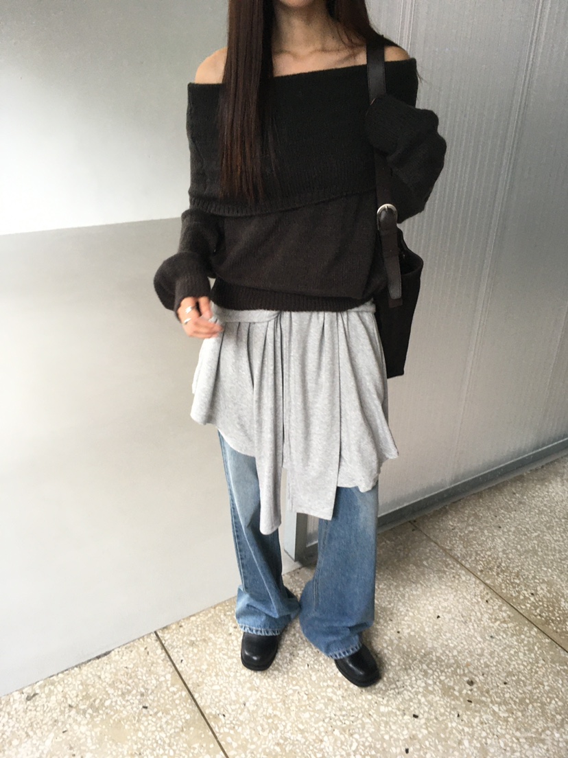 CEDARWOOD東大門㊣代購女士新品真品25秋冬針織衫馬海毛露肩CEDARWOOD針織衫