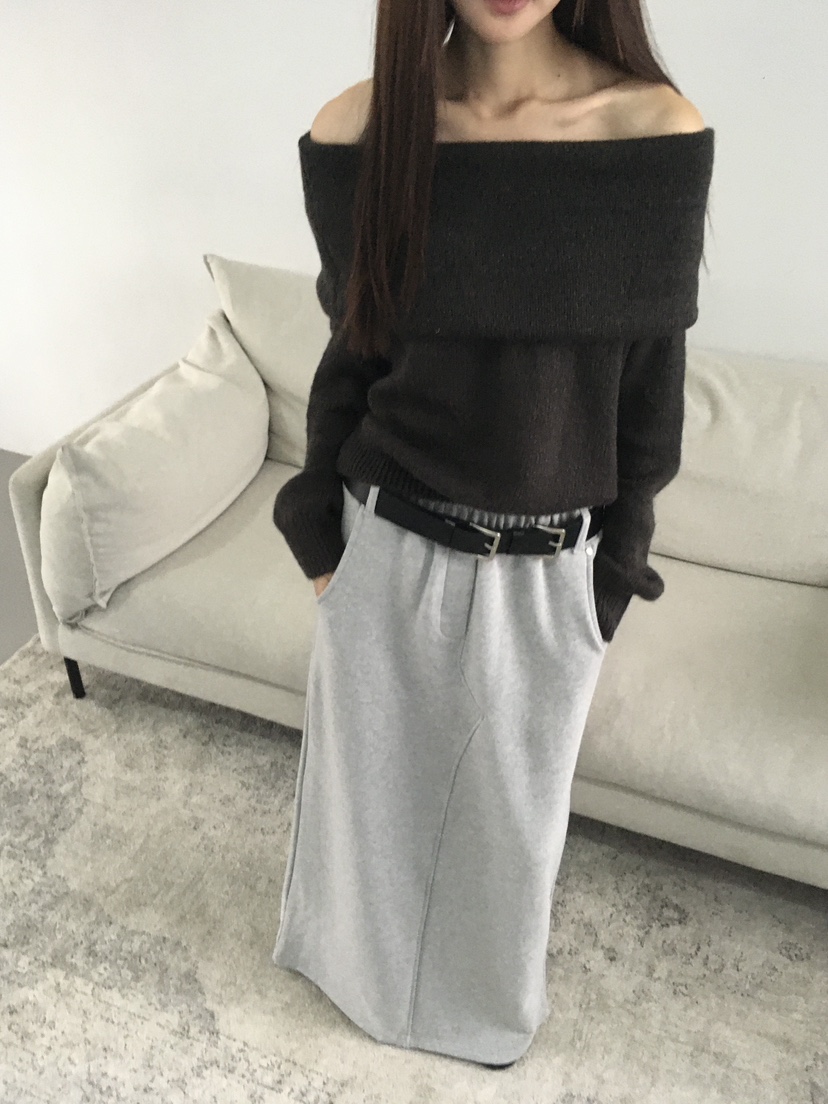CEDARWOOD東大門㊣代購女士新品真品25秋冬針織衫馬海毛露肩CEDARWOOD針織衫