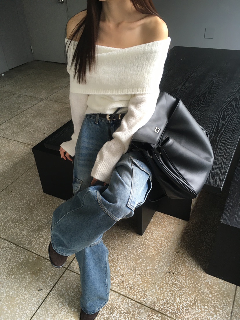 CEDARWOOD東大門㊣代購女士新品真品25秋冬針織衫馬海毛露肩CEDARWOOD針織衫