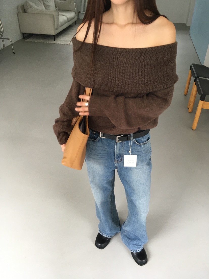 CEDARWOOD東大門㊣代購女士新品真品25秋冬針織衫馬海毛露肩CEDARWOOD針織衫