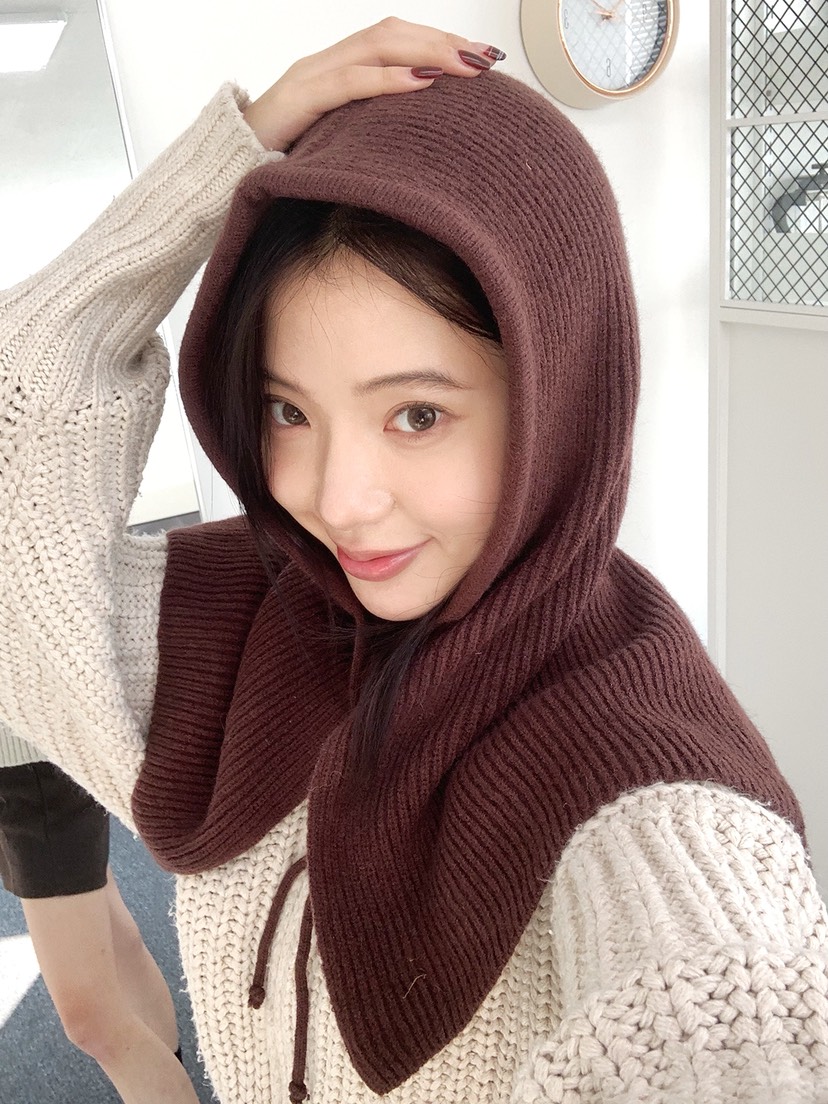 NICEALICE韓國直郵㊣女士新品真品職業休閑圍巾披肩保暖連帽NICEALICE圍巾/披肩圖色2