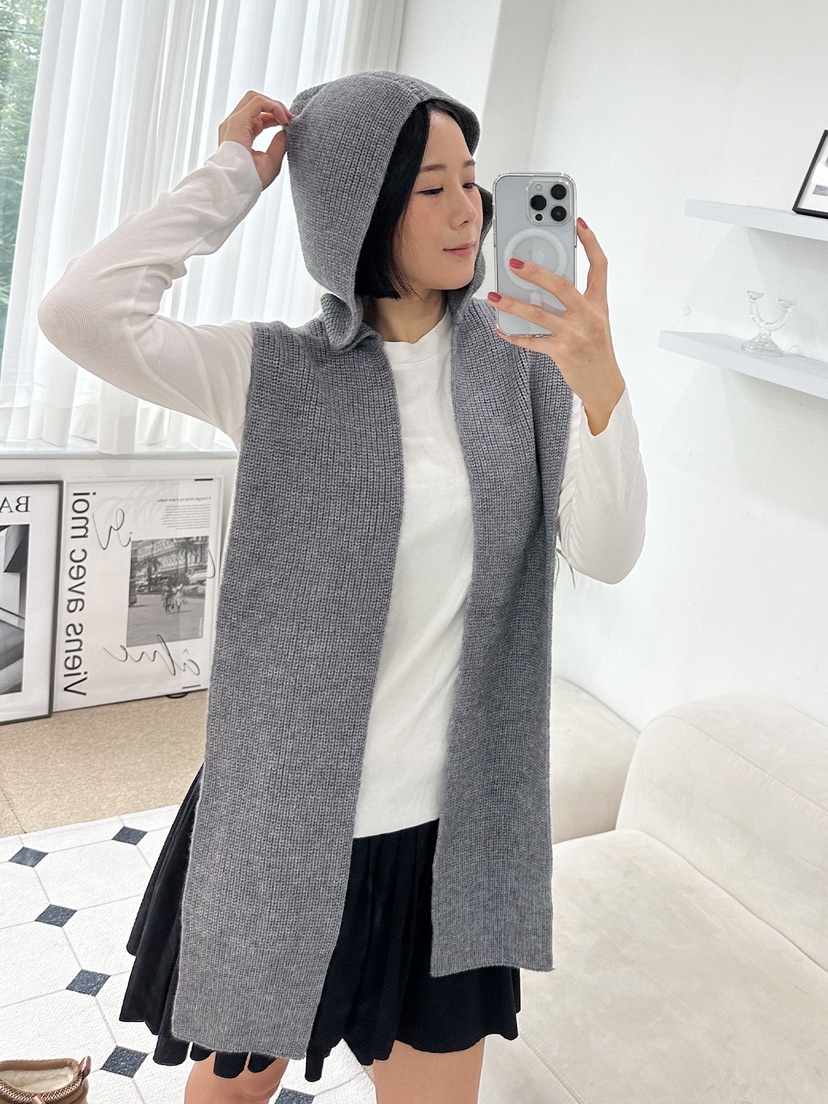 NICEALICE東大門㊣代購女裝新品真品職業25秋冬圍巾披肩披肩連帽NICEALICE圍巾/披肩圖色2