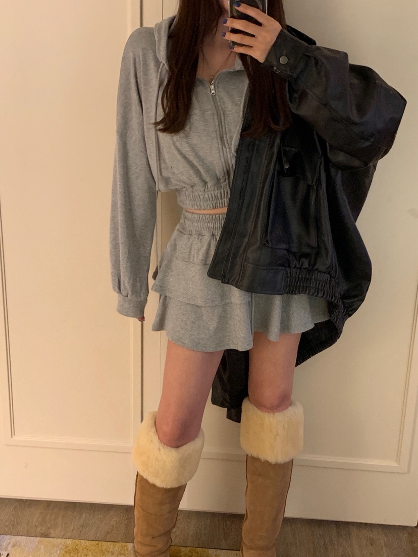 BADCALM東大門㊣代購女裝新品時尚25秋冬夾克連帽衫羊毛柔軟BADCALM夾克