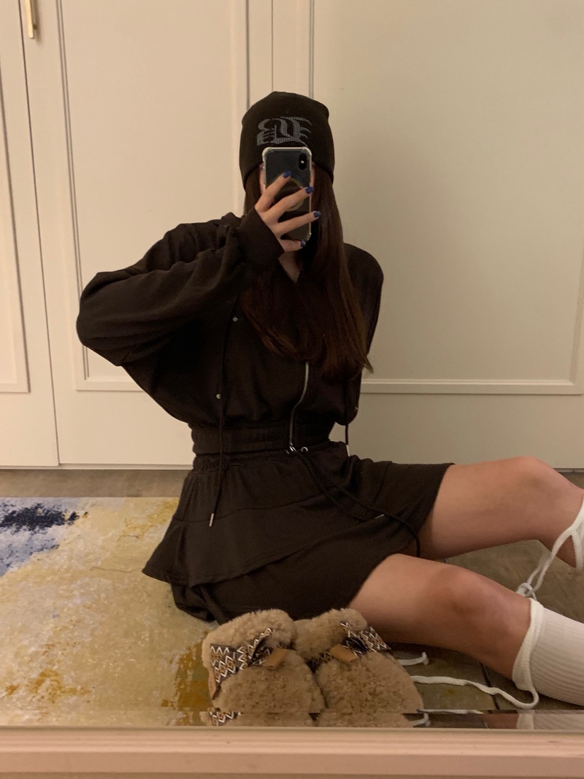 BADCALM東大門㊣代購女裝新品時尚25秋冬夾克連帽衫羊毛柔軟BADCALM夾克