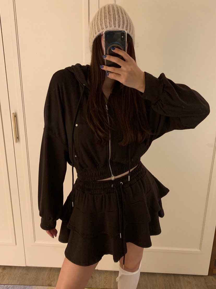 BADCALM東大門㊣代購女裝新品時尚25秋冬夾克連帽衫羊毛柔軟BADCALM夾克