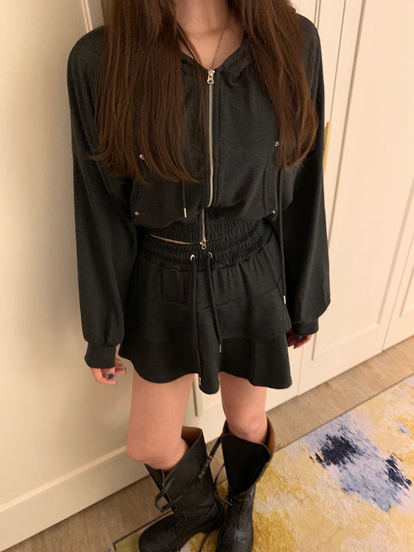 BADCALM東大門㊣代購女裝新品時尚25秋冬夾克連帽衫羊毛柔軟BADCALM夾克