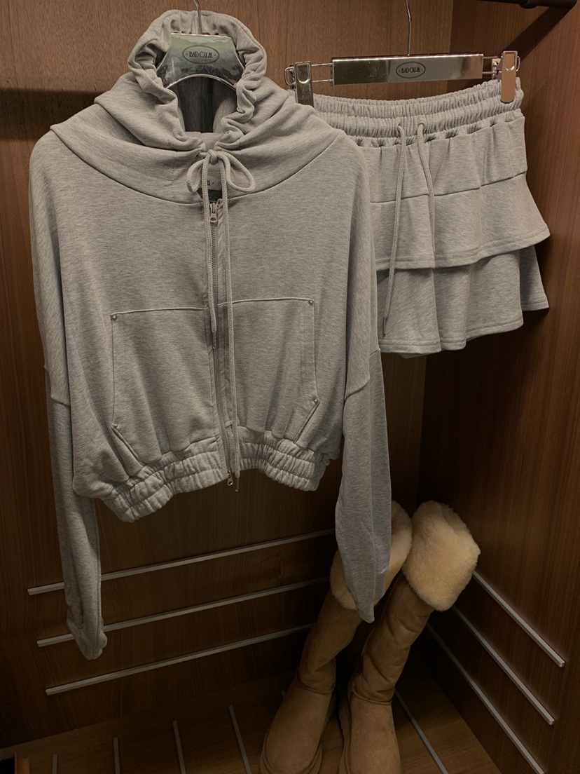 BADCALM東大門㊣代購女裝新品時尚25秋冬夾克連帽衫羊毛柔軟BADCALM夾克