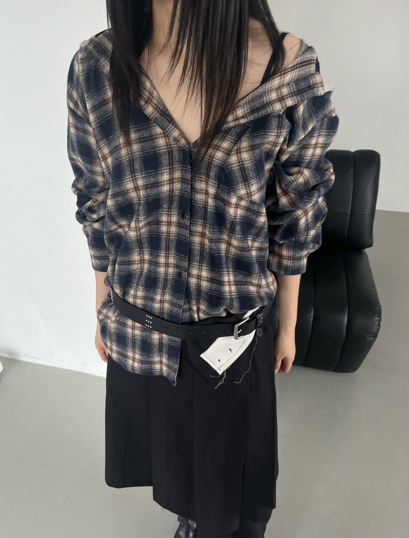 NEAR LEAP-P東大門㊣直郵女裝新品推薦25秋冬休閑襯衫蕾絲衫NEAR LEAP襯衫/蕾絲衫圖色1