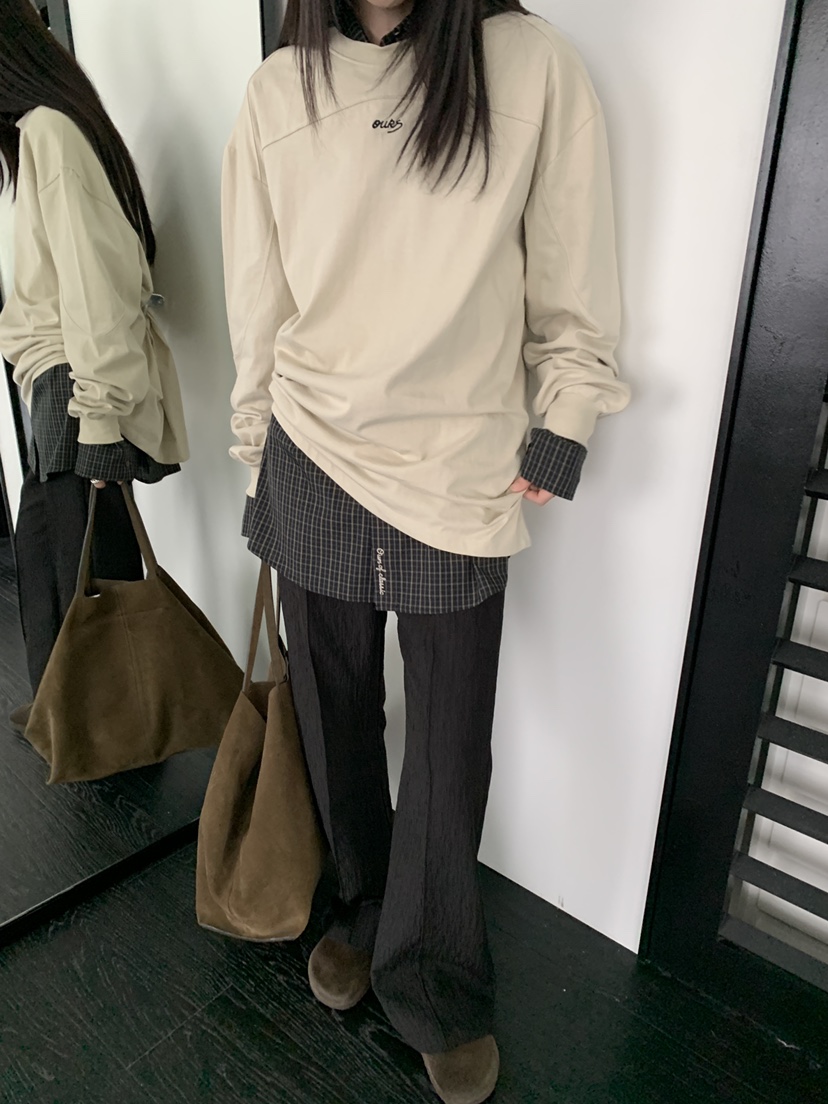 OURS韓國代購㊣女裝新品熱賣推薦真品休閑人氣職業時尚長袖T恤OURS長袖T恤
