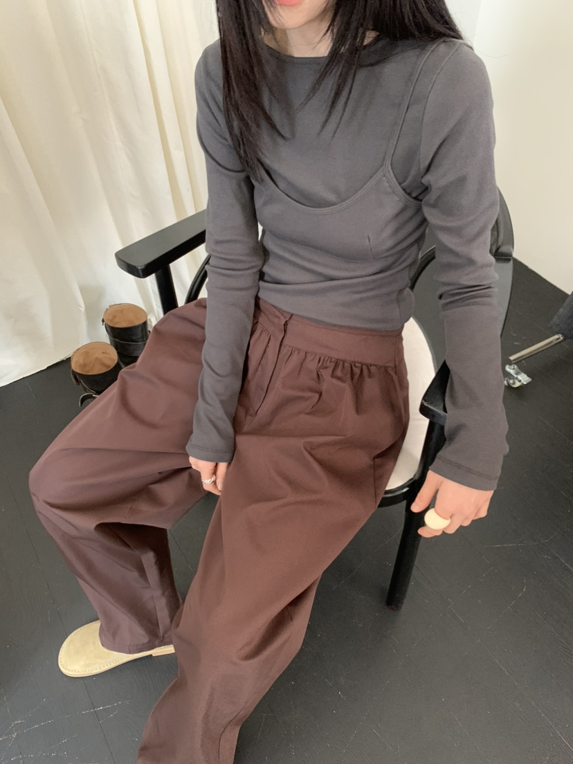 OURS東大門㊣直郵女裝新款推薦職業熱賣人氣25秋冬長袖T恤含吊帶OURS長袖T恤