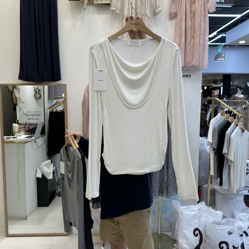 SYMPHONY東大門㊣代購女裝新品熱賣25秋冬推薦人氣職業長袖T恤SYMPHONY長袖T恤圖色1