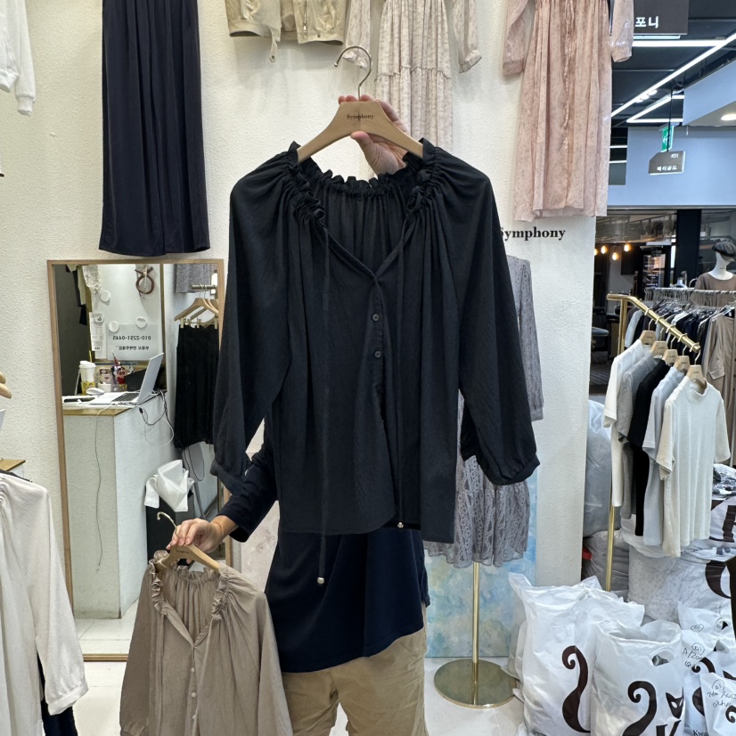 SYMPHONY東大門㊣直郵女士新款真品25秋冬襯衫蕾絲衫可愛的SYMPHONY襯衫/蕾絲衫圖色3