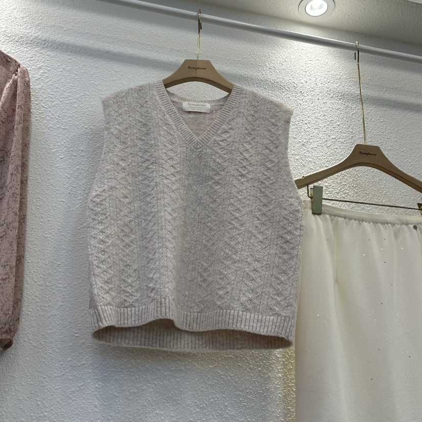 SYMPHONY東大門㊣實拍女裝新品真品人氣熱賣休閑馬甲可愛的V領SYMPHONY馬甲圖色1