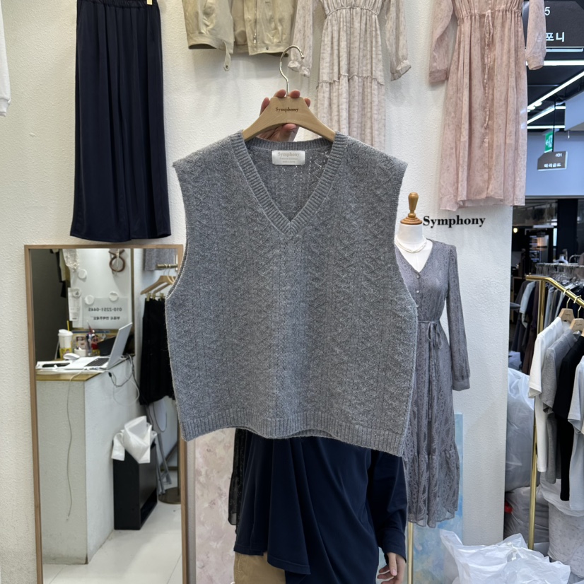 SYMPHONY東大門㊣實拍女裝新品真品人氣熱賣休閑馬甲可愛的V領SYMPHONY馬甲圖色2