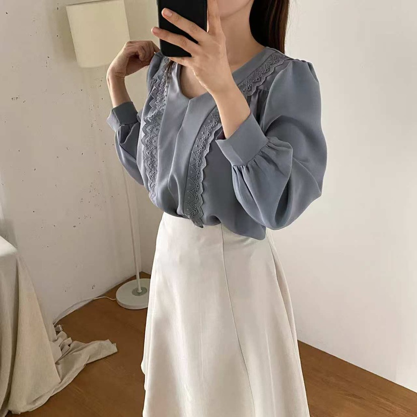BLUE RIBBON東大門㊣代購女裝新品25秋冬熱賣休閑襯衫蕾絲衫BLUE RIBBON襯衫/蕾絲衫