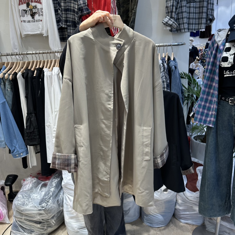 UNDERSTAR_VINTAGE東大門㊣實拍女士新品25秋冬人氣夾克格紋UNDERSTAR_VINTAGE夾克圖色1