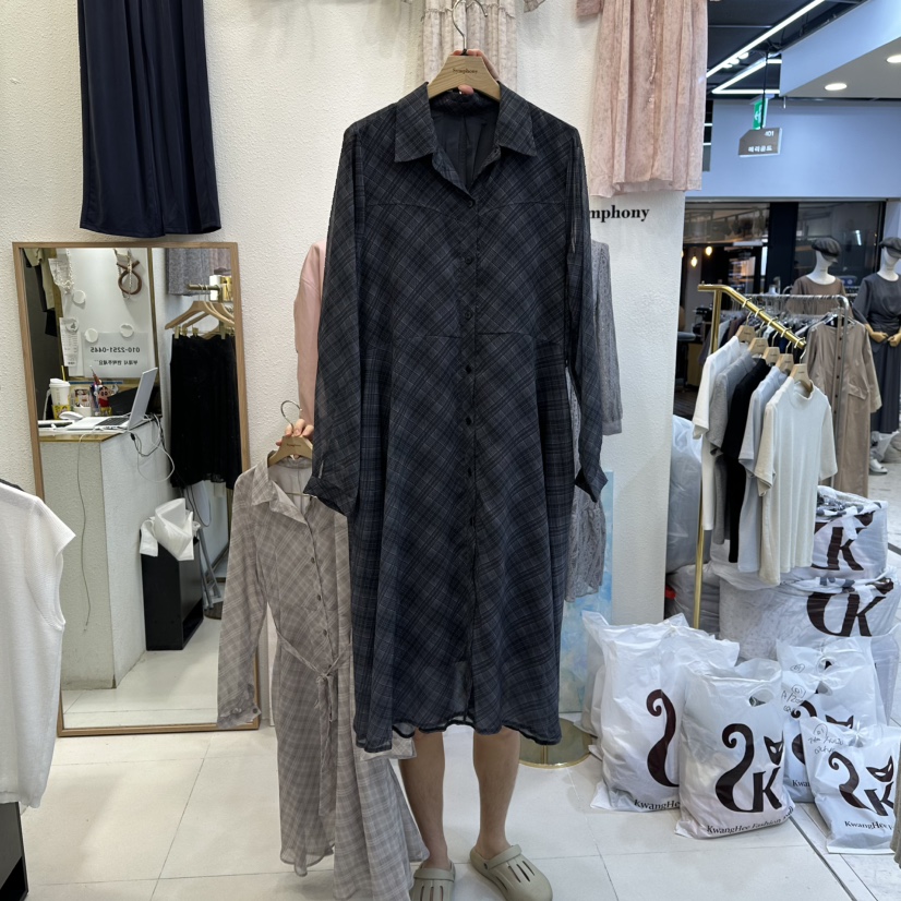 SYMPHONY東大門㊣直郵女士新款休閑人氣推薦連衣裙可愛的格子SYMPHONY連衣裙圖色3