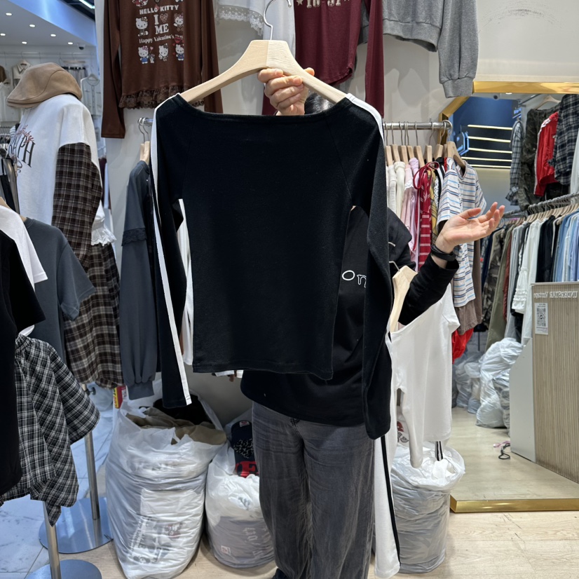 UNDERSTAR_VINTAGE韓國直郵㊣女裝新款時尚25秋冬長袖T恤條紋UNDERSTAR_VINTAGE長袖T恤