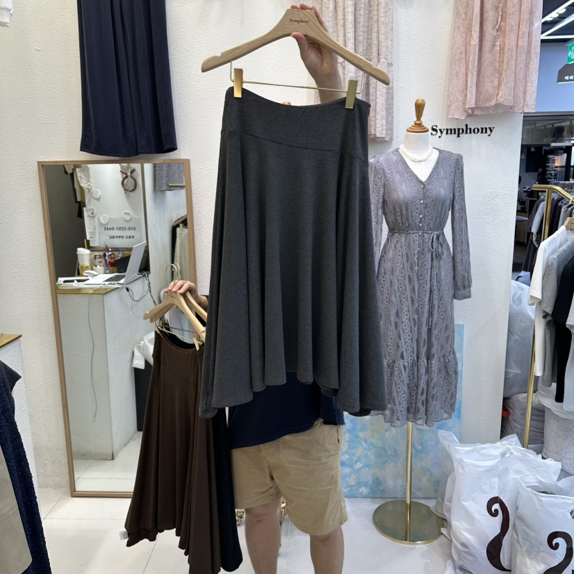 SYMPHONY韓國代購㊣女士新款熱賣真品25秋冬人氣長裙可愛的SYMPHONY長裙圖色1墨色