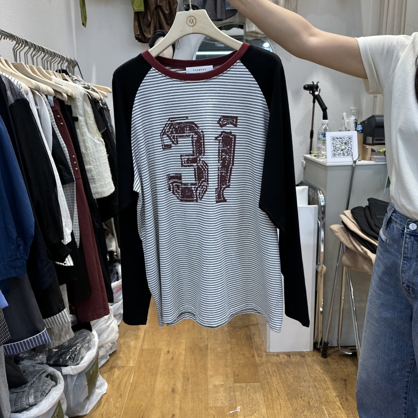 THE MOST-Q韓國直郵㊣女裝新品時尚職業休閑長袖T恤不含腰包THE MOST長袖T恤圖色2