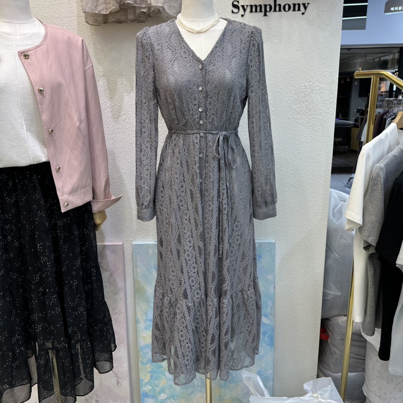 SYMPHONY韓國代購㊣女士新款推薦人氣休閑連衣裙可愛的蕾絲SYMPHONY連衣裙圖色1