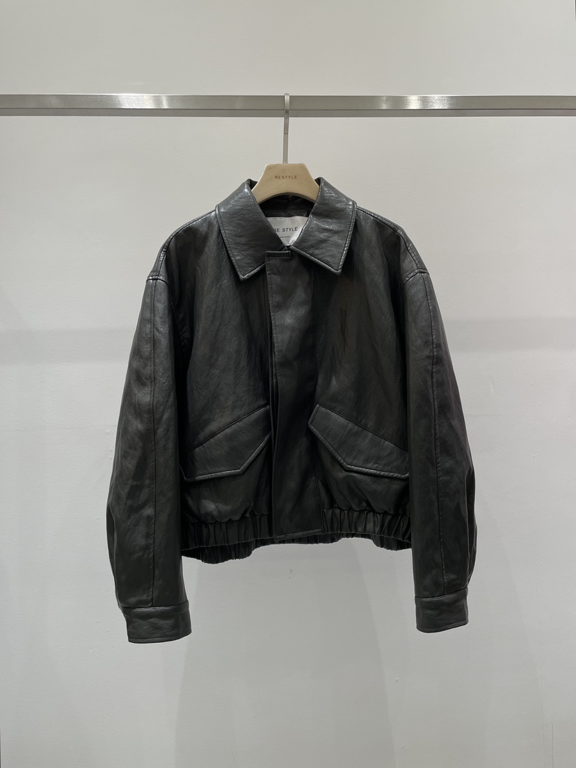 RE STYLE-Q東大門㊣直郵女裝新款職業25秋冬休閑夾克皮革RE STYLE夾克圖色2黑色