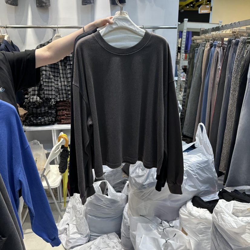 WASHBLUE東大門㊣實拍女士新品休閑真品人氣25秋冬時尚長袖T恤WASHBLUE長袖T恤圖色2墨色