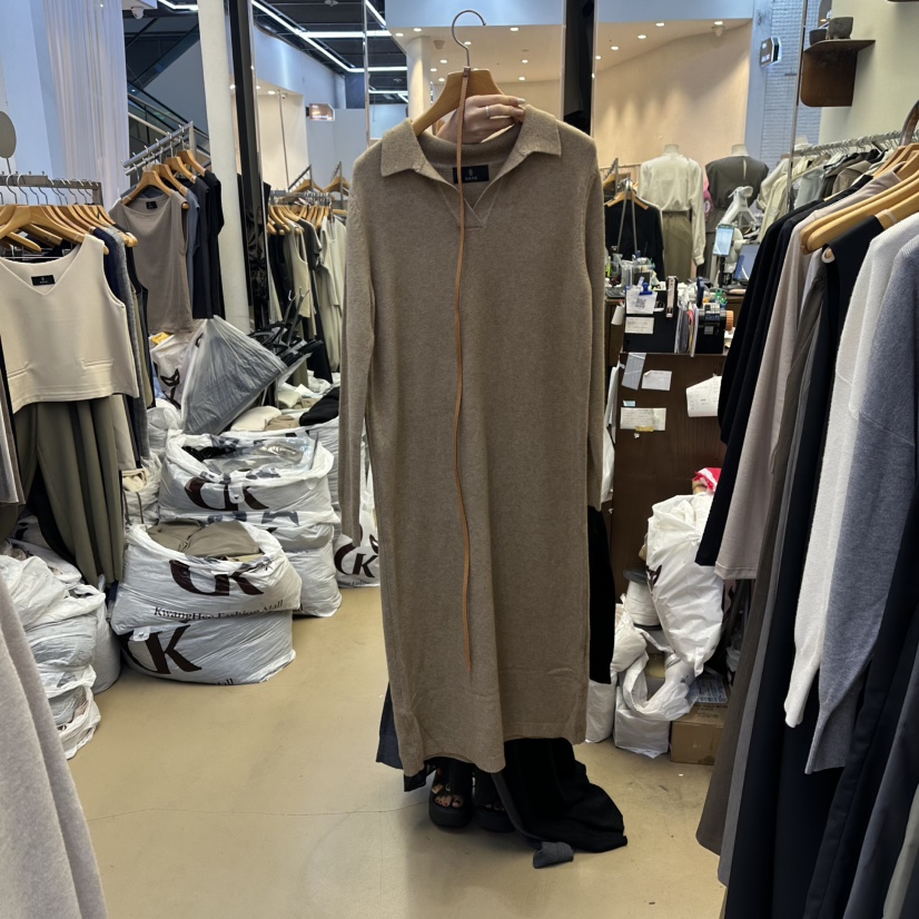 SANS韓國直郵㊣女裝新品熱賣推薦職業真品連衣裙不含腰帶柔軟SANS連衣裙圖色2