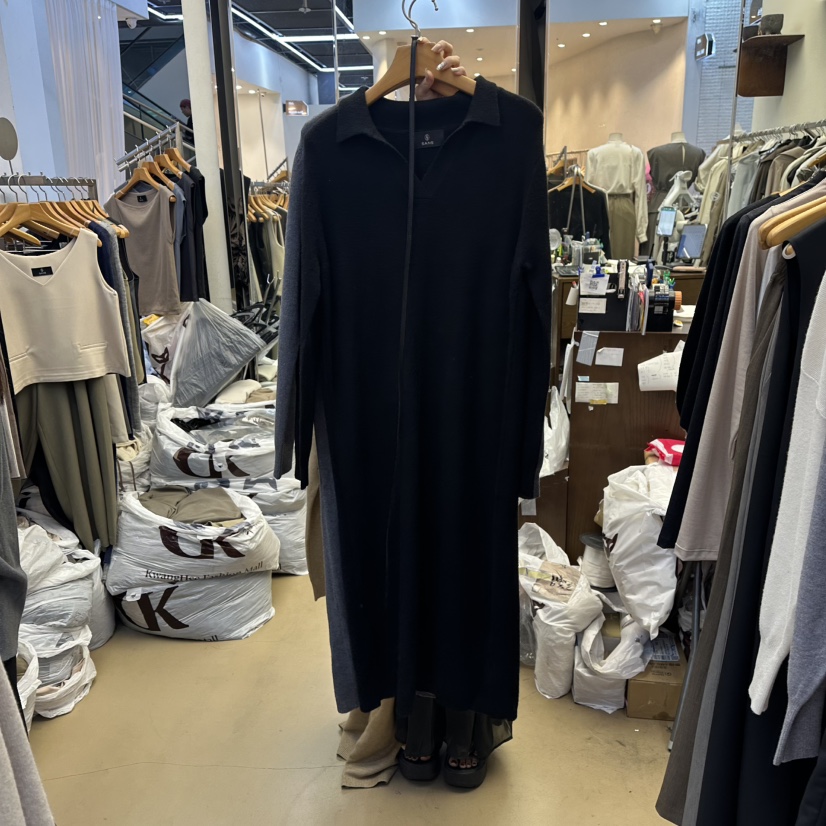 SANS韓國直郵㊣女裝新品熱賣推薦職業真品連衣裙不含腰帶柔軟SANS連衣裙圖色3