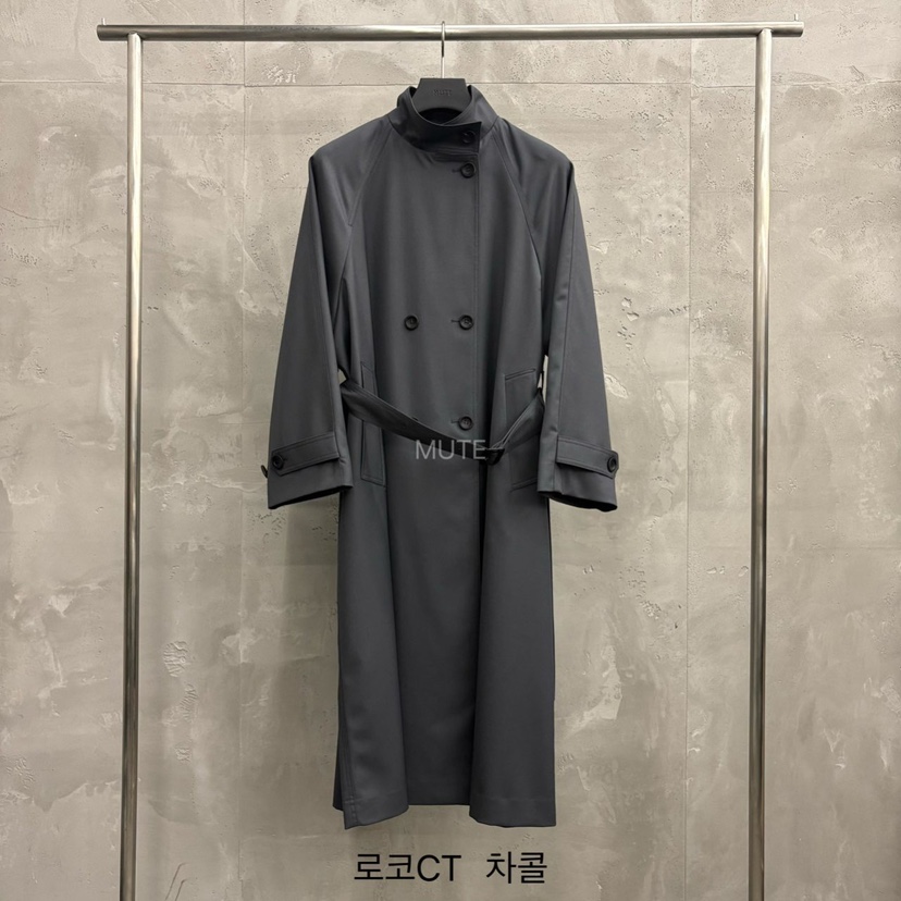 MUTE-P韓國代購㊣女士新品休閑職業推薦熱賣長款風衣含腰帶MUTE長款風衣圖色2
