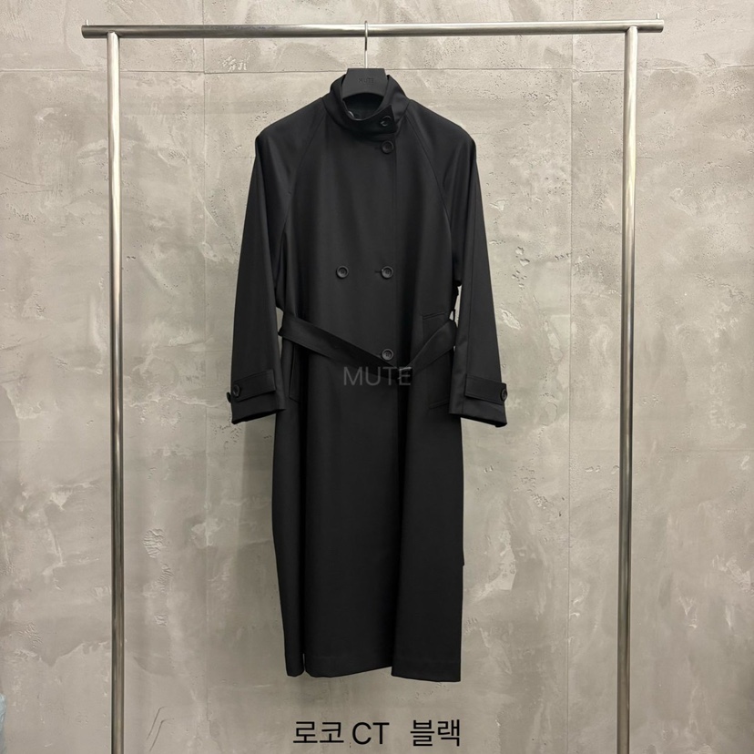 MUTE-P韓國代購㊣女士新品休閑職業推薦熱賣長款風衣含腰帶MUTE長款風衣圖色3