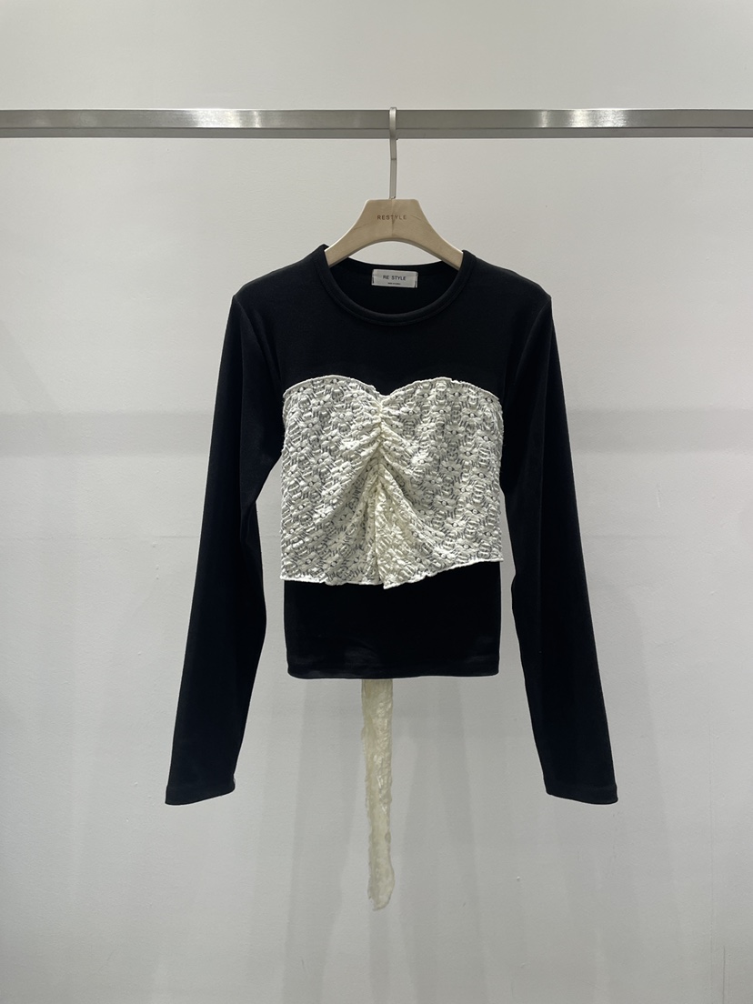RE STYLE-Q韓國代購㊣女士新款熱賣25秋冬職業長袖T恤假兩件RE STYLE長袖T恤圖色3