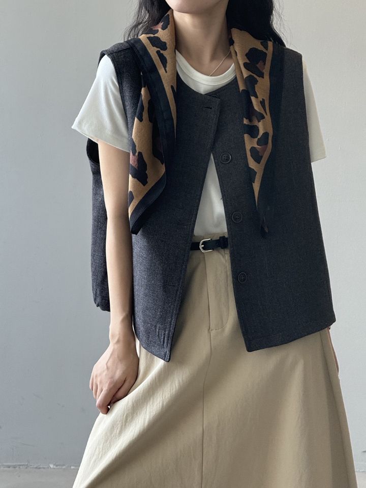 STAY HERE東大門㊣代購女裝新品真品25秋冬休閑圍巾披肩豹紋STAY HERE圍巾/披肩
