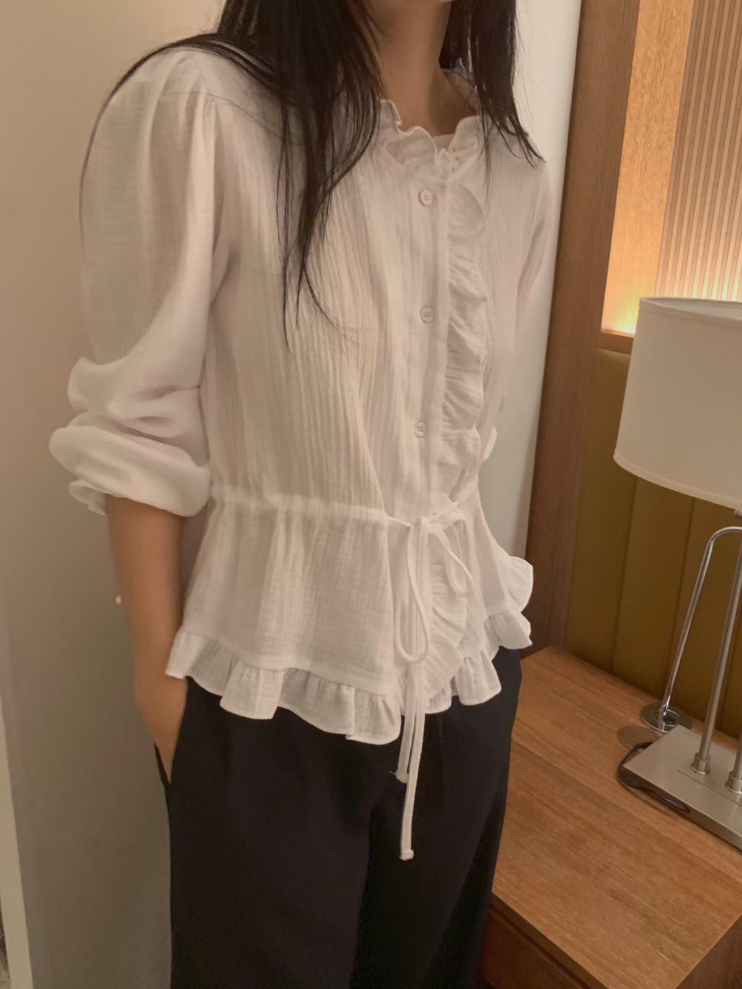 DOVER東大門㊣實拍女士新款真品推薦25秋冬職業休閑襯衫蕾絲衫DOVER襯衫/蕾絲衫