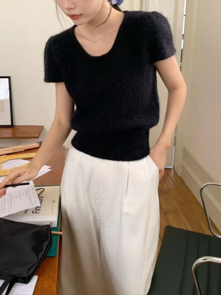 STAY HERE東大門㊣實拍女裝新款25秋冬人氣職業針織衫安哥拉STAY HERE針織衫